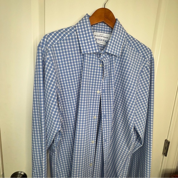 Mizzen+Main Men's Performance Shirt Blue Alexander Checkered Shirt XL Trim Fit - Picture 10 of 14